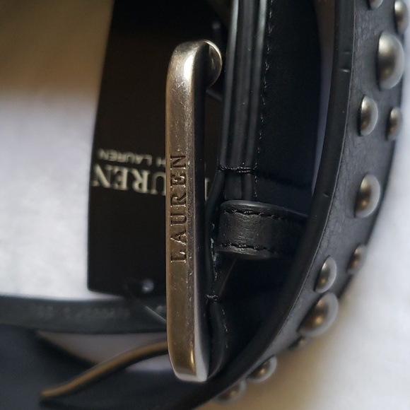 Lauren Ralph Lauren Studded‎ Wide Leather Black Belt. Size small .